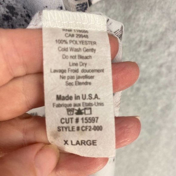 Jess & Jane Women's Tunic White Red Poppy Sequin Sheer Cheetah Asymmetrical XL - Picture 13 of 14